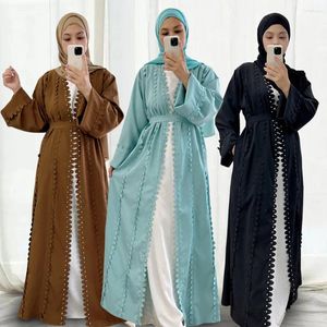 Ethnic Clothing Fashion Frezowanie Otwarte abayas dla kobiet muzułmański kimono kardigan islamski jalabiya pasek maxi sukienka arabska szata Dubai Turcja