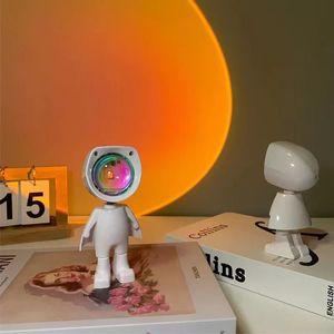 Светодиодный семицветный светильник, свет заката, свет астронавта, Радужный проекционный ночник, вращение на 360 градусов, перезаряжаемый окружающий свет