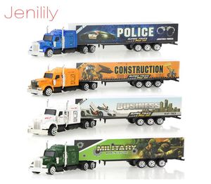 4 Pcsset Whole 5 Color Container Truck Diecast Alloy Metal Car Model Kid Children Educational Toys Christmas Birthday Gift7184097