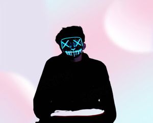 Maschera horror di Halloween LED Purge Election Mascara Costume DJ Party Maschere luminose Glow In Dark 10 colori Fast3893881