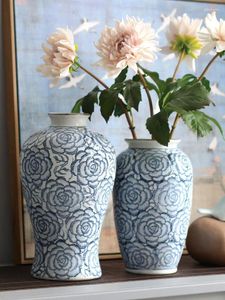 Vases Lying Fruit Antique Hand Painted Blue And White Porcelain Vase Decoration Chinese Old-Timey Living Room Hydroponic Flower