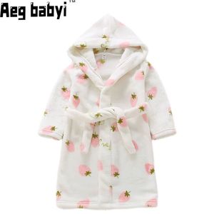 Baby Boys Girls Clothes Cartoon Hooded Kid Sleepwear Robes Winter Warm Casual Children's Pajama Fashion Long Sleeve Kid Bathrobe 240111