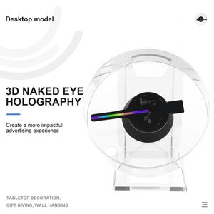 3Dホログラフィック広告ライト透明なカバーホログラフィックファンホリデーギフトを使用したオーディオ再生を備えたデスクトップモデルを導入しました240112