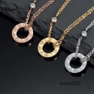 Single Classic Stone Screw Love Halskette für Frauen Mädchen Folie Anhänger Halskragen Collier Femme 316L Titanium Stahl berühmte Marke