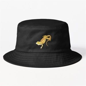 Bearded Dragon Lizard Bucket Hat Fashion Fishermen Sport Caps u Summer Black Solid Color Fish Hip Hop Outdoor 240111
