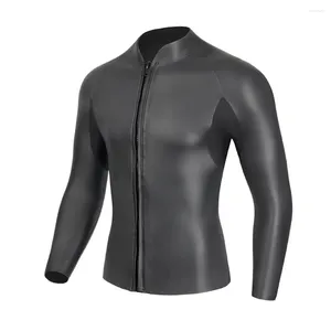 Damen-Badebekleidung, 3 mm Neopren-Gummi, hochwertiges CR-Leder, Taucheranzug, langärmelige Jacke mit Reißverschluss, Schwimmen, wasserdichtes Surf-Oberteil