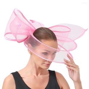 Headpieces 2024 Fashion Fascinator Hat On Hair Clips Party Big Nice Crinoline Headwear Church Wedding Bride Womens Accessories