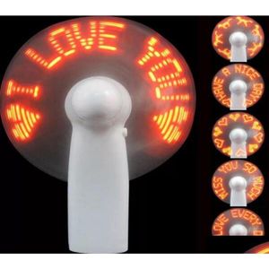 Outros acessórios de telefone celular Mini Portátil Handy Custom Mes Bateria Fan Programável Display LED Portátil Fan782263 Dhofs