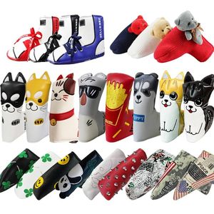 Tees 1 Pcs Golf Putter Cover for Blade Putter Pu Leather Waterproof soft Knitted Fabric Good Protection Cartoon Golf Club Head Covers