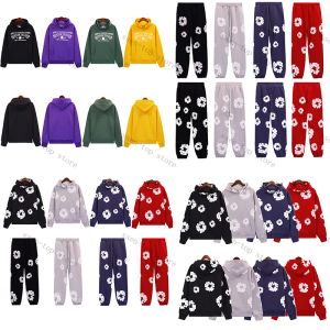 Erkek Tasarımcı Hoodie Flower Tam Baskı Pantolon Unisex Büyük Boyutu Tasarım Hoody Erkek Denim Tarzı Pamuk Çelenk Sweathirt İleri Sokak Giyim meraklıları