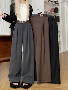 Calças femininas engrossadas para crianças outono e inverno 2024 terno casual com um sentido high-end de drape cintura alta emagrecimento