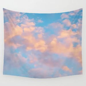 Arazzo decorativo con motivo stampato tramonto cielo blu nuvola bianca casa camera da letto dormitorio 240111