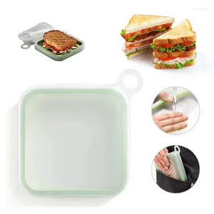 Servis 3PC återanvändbar silikon smörgås toastbox utomhus kontorsborbar mjuk frukost bento för barn vuxna
