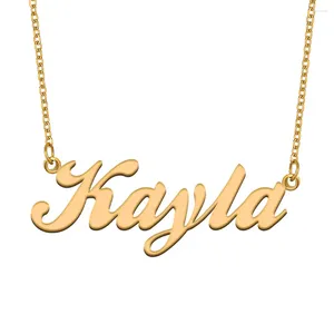 Anhänger Halsketten Kayla Namenskette für Frauen Edelstahl Schmuck vergoldet Typenschild Kette Femme Mütter Freundin Geschenk