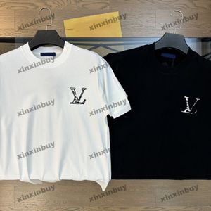 Xinxinbuy 2024 MĘŻCZYZNY PROJEKTACJA TEE T SHIRT PATH Haft Haft List Jacquard 1854 Kobiety czarny biały żółty czerwony M-2xl