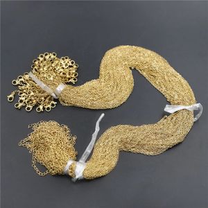 Wholesale 16mm Stainless Steel Necklace Rope 455cm Gold Color Chain Lobster Clasp DIY Jewelry Accessories 100pcslot 240111