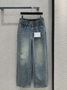 Designer Jeans 2024 Neue Frühling Sommer Mode Getäfelten Gerade Marke Gleichen Stil Hosen Luxus frauen Kleidung 0112-18