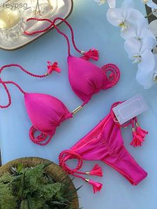 Kvinnors badkläder bikinis sexig bikini set 2022 baddräkt kvinnor ihåliga ut justerbar sträng biquini push up kvinnlig strandkläder yq240112