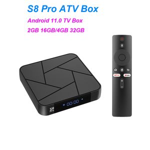 ТВ-приставка S8 pro ATV 4k Amlogic S905w2, четырехъядерный процессор, ОС Android 11, 4 ГБ, 32 ГБ, 5G, двухдиапазонный Wi-Fi, голосовой пульт BT