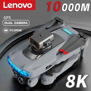 Drönare Lenovo P15 Drone Professional 8K GPS Dual Camera Hinder Undvikande Optiskt flödespositionering Borstlös RC 10000M GRATIS frakt