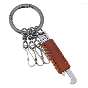 Nyckelringar Vintage Style Ancient Silver Color Key Ring Eloy Bottle Opener Manbil Multipel Hooks Keyrings Travel Bag Pendant