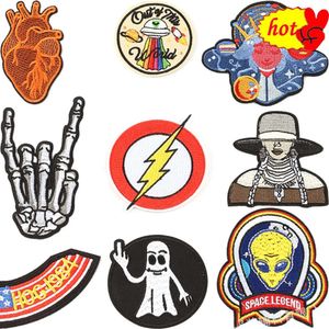 Patches für Kleidung Kinder zum Aufnähen Jungen Ufo Frau Blitz Skelett Hand Herz Eisen Parches bestickt Designer Naszywki Outdoor