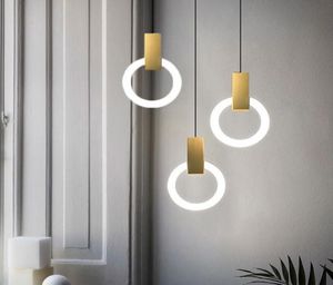 Staircase Bedroom bedside hanging lamp LED Ring pendant lights Nordic bar counter restaurant pendant lamps7298958