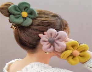 ビッグフラワー韓国スタイルハリイヘアクリップエラスティックヘアバンドヘアアクセサリー女性のための女の子ポニーテールホルダーシュリューティーヘアピンズ1612985