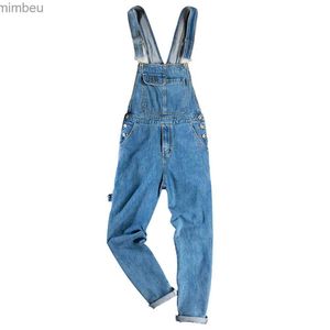 Herren-Jeans, klassisch, blau, Denim-Latzhose, lässige Taschen, Cargo-Jeans, lockere Latzhose, Overalls, Overalls, L240111