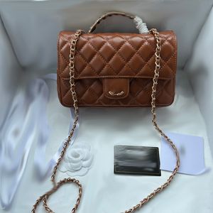 Designer Womens Shoulder Bag 21cm Leather Seam Gold Hardware Metal Diamond Handle Luxury Handbag Matelasse Chain Crossbody Bag Makeup Bag Fashion Bag sPurse