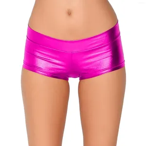 Damen-Shorts, glänzende Metallic-Karnevalshose, Tanzhose, gewellt, für Damen