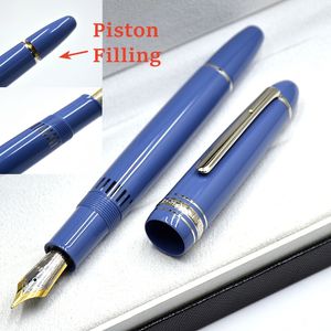 Ny lyx MSK-149 Kolvfyllningsklassiker Fountain Pen Blue Black Harts och 4810 NIB Office Writing Ink Pennor med serienummer
