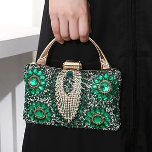 Rhinestone Beaded Clutch Evening Bag Women Wedding Party Purse Evening Banquet Bag European Exquisite Bridal Purse para mujer 240111