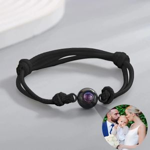 Bracelets New Personalized Circle Photo Projection Bracelets Customized Family Gift With Couple Memorial Jewelry Birthday Christmas Gifts