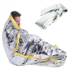 휴대용 방수 재사용 가능한 비상 선 스크린 담요 실버 포일 캠핑 생존 따뜻한 야외 성인 어린이 침낭 9761888