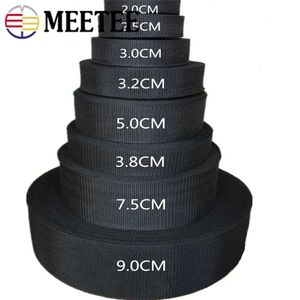 10m Meetee 20mm-100mm Black Polyester Webbing Band Ryggsäck Rem Pet Collar Tlight Belt Bag Sying Bias Kläder Ribbon Accessory 240111