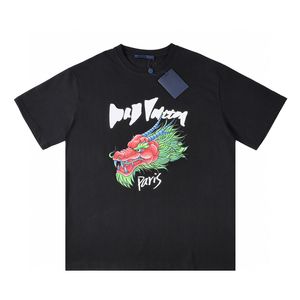 Paris-Stil Männer Designer-T-Shirt Drachenkopf-Druck-T-Shirt Sommer-Straßen-Skateboard-Kurzarm-T-Shirt 24SS 0112