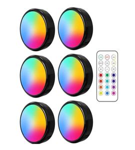 Remote Control LED Puck Lights Dimmable RGB 13 Colors Kitchen Hallway Closet Cabinet Lights Touch Sensor Decor Night Lamp1885556