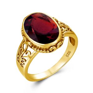 Incomum corte oval 1014mm granada anel de ouro para mulheres com pedra grande moderna jóias femininas fábrica artesanal luxo presente de aniversário 240112