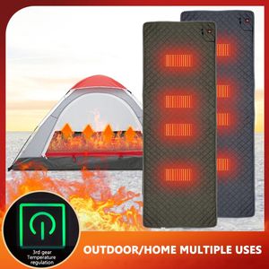 5V USBスリーピング電気加熱パッド加熱クッション屋外キャンプ用の3レベルの温度加熱電気マット240111