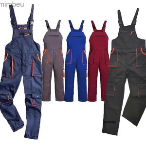 Mäns jeans Bib Overgre det Mens kvinnor arbetar kläder plus storlek skyddande overaller rem jumpsuit multi fickor enhetliga dungare cargo pantssl240111