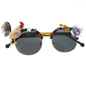 Sunglasses Baroque Retro Handmade High Quality Women Cat Eye Girls Glasses Golden Chicken Ladies Sun For Party Gifts