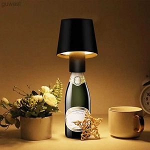 Nattlampor LED -vinflaska lampa Touch Dimning Bar Table Lamp Portable Cordless Metal Night Light USB RECHARGEABLE DINNING NIGHT LAMP DECED YQ240112