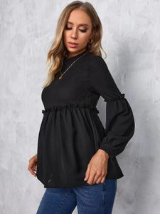 Maternity Clothes Premama Long Sleeve Blouse Shirt Spring Autumn Pregnant Women ONeck Pullover Top Pregnancy Clothing 240111