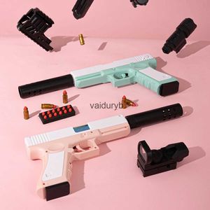 Kum Oyun Su Eğlencesi Glock Oyuncak Silah Macaron Renk Tabanca Yumuşak Mermi Kabuğu Ejeksiyon Blaster Tabancası Çocuklar İçin Plastik Atış Modeli Yetişkin Açık Gamevaiduryb