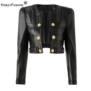 Herbst Frühling Motorrad Stil Hübsche Frauen Kurze Plaid Offene PU Leder Outdoor Fashion Jacke Hohe Qualität 240112