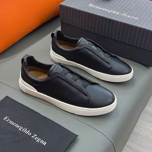 2024 Zegna Maximum Version Original 1:1 Ermenegildo Designer Men's True Soft Leather Slippers Athletic Casual Shoes Lightweight Lefu Shoes