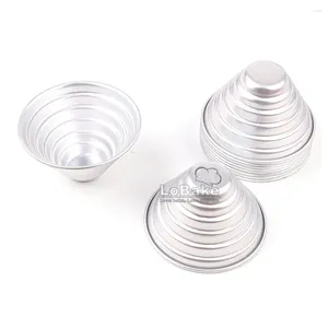 Baking Moulds 10pcs 7.4cm Diameter Several Layers Cone Shape Aluminium Alloy Egg Tarts Molds Mousse Cake Mold Jelly Pudding Gelatin DIY