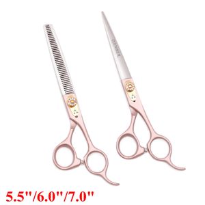 5.5 6 7 Japão aço de aço Profissional Scissors Scissors Rainnning Barber Scissors Definir tesouras de corte de cabelo 440C Tesoura 9105# 240112