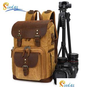 Camera Bag Accessories Dslr Backpack Est Batik Canvas Waterproof P Ography Outdoor Wear-Resistant Organizer For Drop Delivery Cameras Dhse0